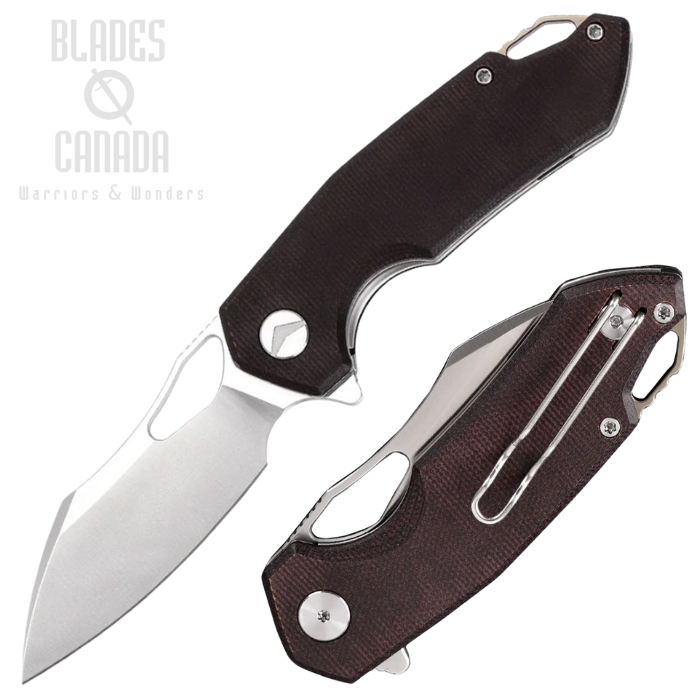 Ferramonster Glideman Flipper Folding Knife, 154CM Satin, Micarta Black/Red, FM23003CP-B (image for) Ferramonster Glideman Flipper Folding Knife, 154CM Satin, Micarta Black/Red, FM23003CP-B