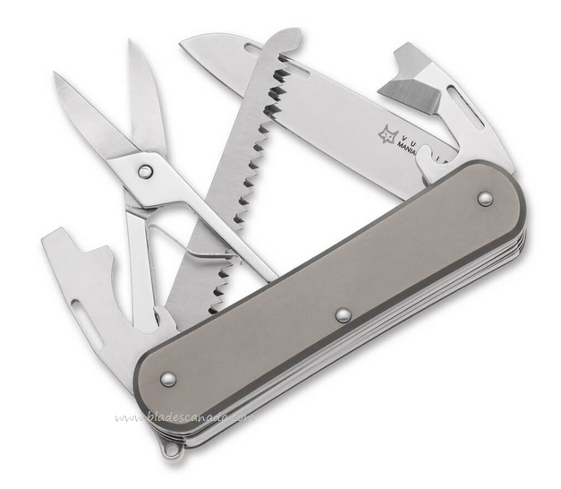 Fox Italy Vulpus Slipjoint Folding Multitool Knife, M390, Titanium, 130-SF5 TI