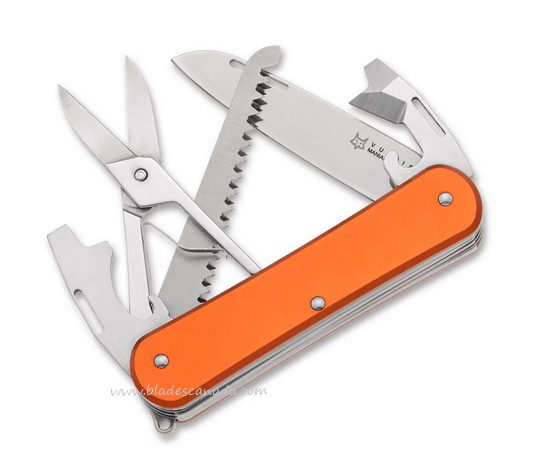 Fox Italy Vulpis Slipjoint Multitool Knife, N690, Aluminum Orange, VP130-SF5 OR