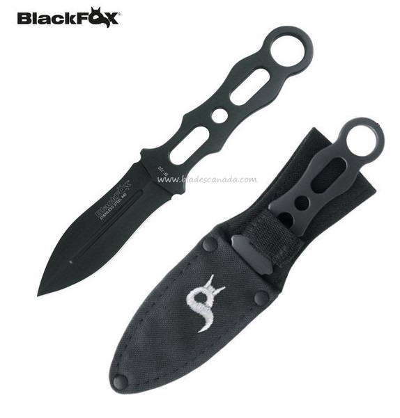 BlackFox BF-720 Throwing Knife, 440 Stainless Black, Nylon Sheath