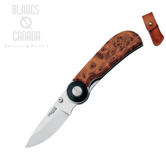Fox Italy Folding Knife, 440C, Thuya Wood, Leather Sheath, Fox 1494RT (image for) Fox Italy Folding Knife, 440C, Thuya Wood, Leather Sheath, Fox 1494RT