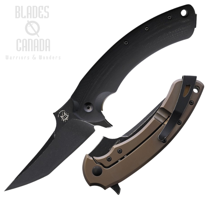 Fox Gecko Flipper Framelock Knife, N690 SW, G10 Black, Collab with Bastinelli, FX-537 BR