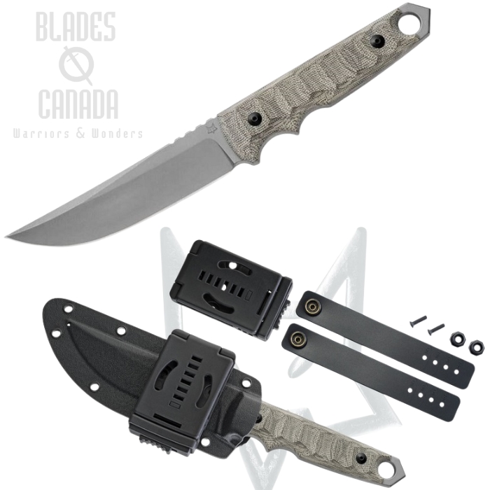 Fox Italy Ryu Fixed Blade Knife, Niolox Steel Tanto, Micarta Green, Kydex Sheath, FX-634 MOD (image for) Fox Italy Ryu Fixed Blade Knife, Niolox Steel Tanto, Micarta Green, Kydex Sheath, FX-634 MOD