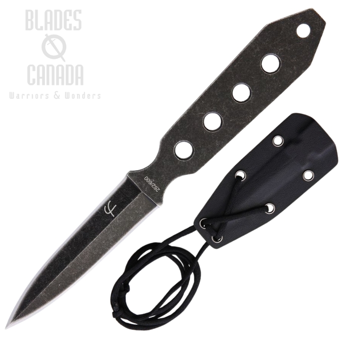 Fred Perrin La Dague Fixed Blade Knife, Ltd Edition, 440C Black SW Double Edge, FRD1905