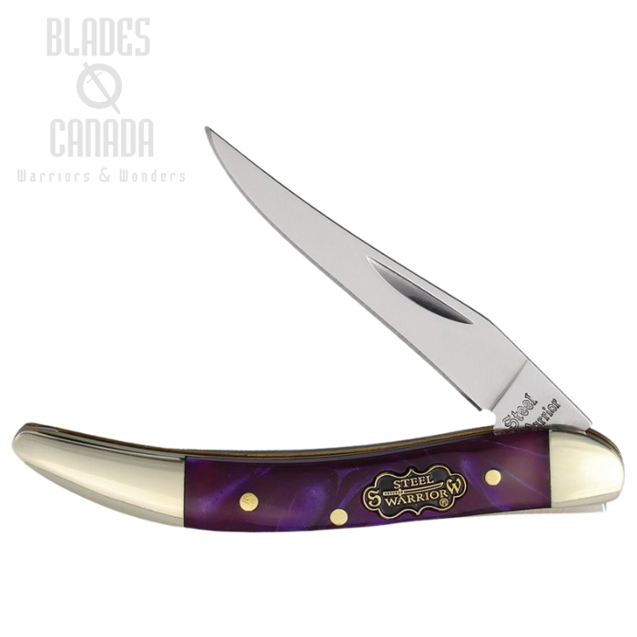 Frost Cutlery Small Toothpick Slipjoint Folding Knife, Stainless, Purple Celluloid Handle, FSW109GA