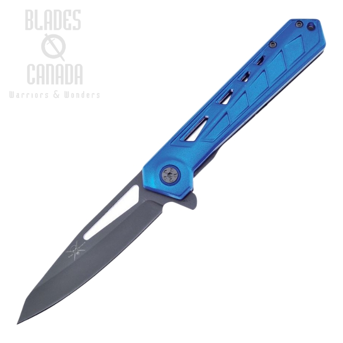 Frost TX57BL Flipper Folding Knife, Assisted Opening, Stainless Gray, Aluminum Blue, FTX57BL