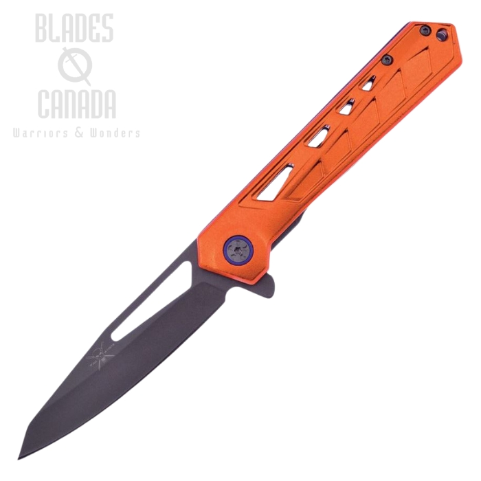 Frost TX57OG Flipper Folding Knife, Assisted Opening, Stainless Gray, Aluminum Orange, FTX57OG