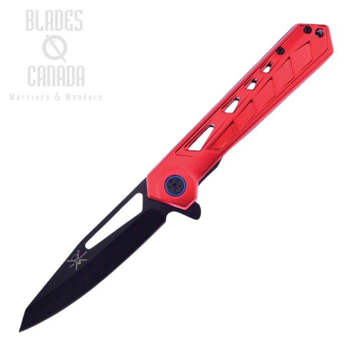 Frost TX57R Flipper Folding Knife, Assisted Opening, Stainless Black, Aluminum Red, FTX57R