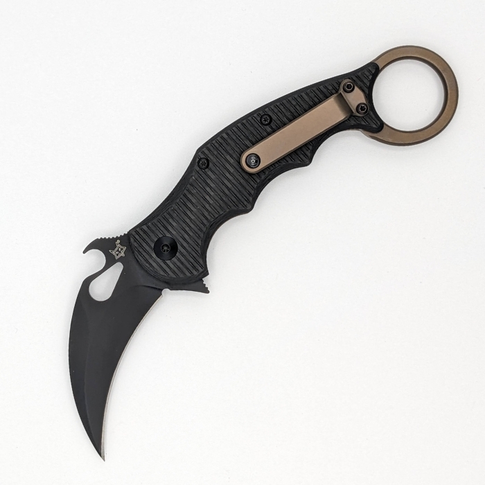 (Scratch & Dent) Fox Italy FKMD Karambit Flipper Framelock Knife, Elmax Steel, Titanium/CF, FX-599TIC