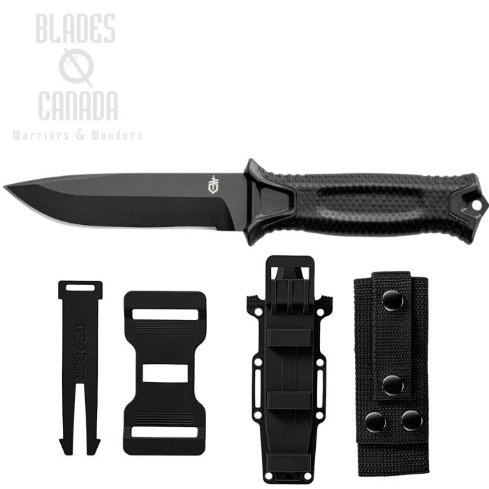 Gerber Strongarm Fixed Blade Knife, Stainless Black, GFN Black, Zytel Sheath, G1038 (image for) Gerber Strongarm Fixed Blade Knife, Stainless Black, GFN Black, Zytel Sheath, G1038