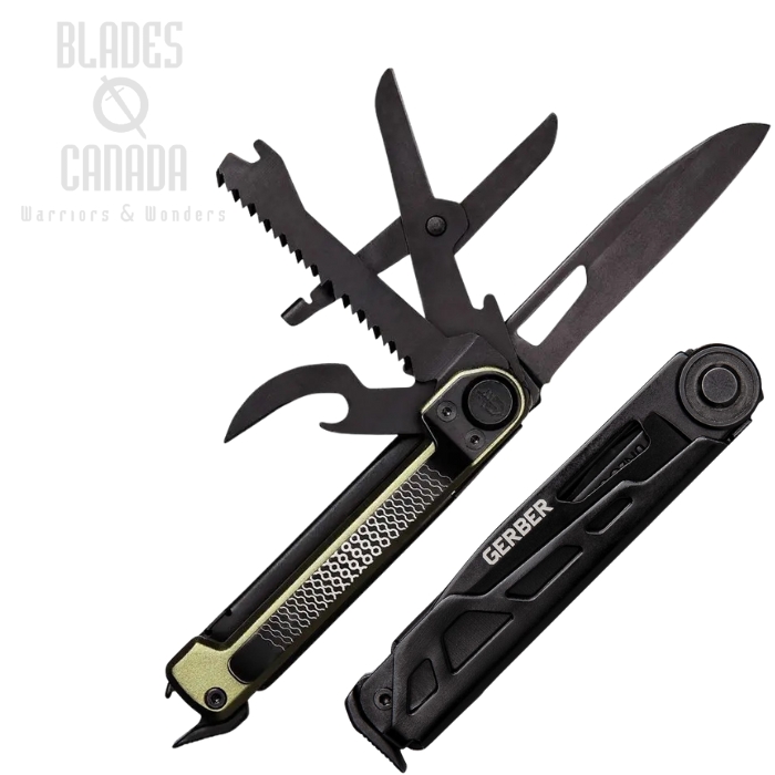 Gerber Armbar Scout Folding Knife Multitool, Stainless Black, Aluminum Black/Green, G1064401 (image for) Gerber Armbar Scout Folding Knife Multitool, Stainless Black, Aluminum Black/Green, G1064401