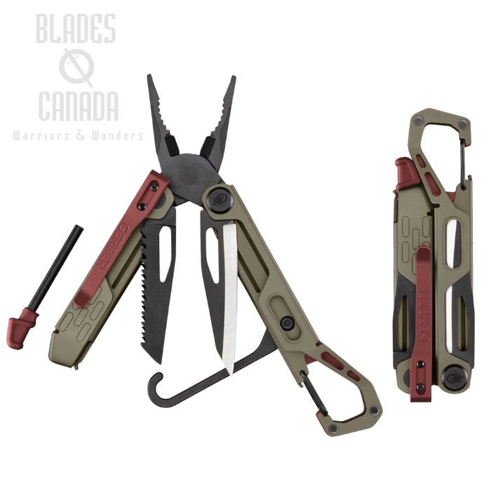 Gerber Stakeout Spark ultitool, Aluminum Coyote Brown/Red, 10 tools, G1070225 (image for) Gerber Stakeout Spark ultitool, Aluminum Coyote Brown/Red, 10 tools, G1070225