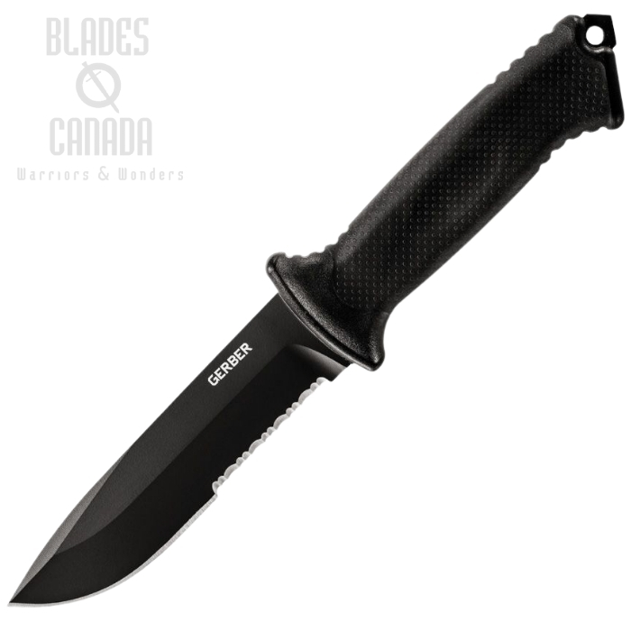 Gerber Prodigy Fixed Blade Knife, 420HC Black Partially Serrated, Black Rubber Handle, Nylon Sheath, G1121 Gerber Prodigy Fixed Blade Knife, 420HC Black Partially Serrated, Black Rubber Handle, Nylon Sheath, G1121