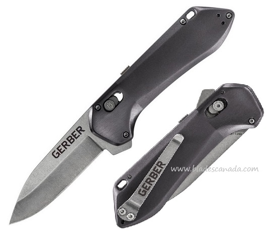 Gerber Highbrow Compact Folding Knife, Assisted Opening, Plain Edge, Grey Handle, G1518