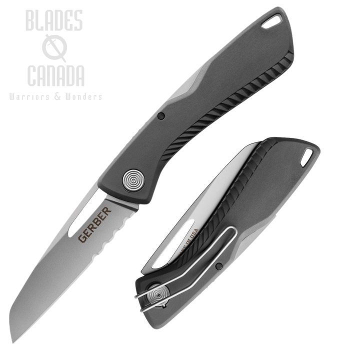 Gerber Sharkbelly Lockback Folding Knife, 420HC Satin Serrated, GRN Black, G3216 (image for) Gerber Sharkbelly Lockback Folding Knife, 420HC Satin Serrated, GRN Black, G3216