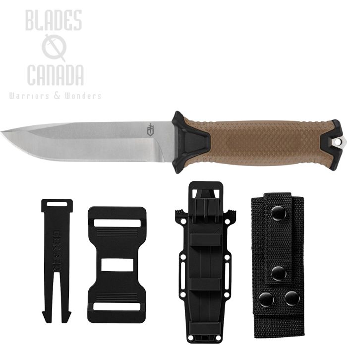 Gerber Strongarm Fixed Blade Knife, MagnaCut Stonewash, GFN Coyote Brown, Polymer Sheath, G1075372 (image for) Gerber Strongarm Fixed Blade Knife, MagnaCut Stonewash, GFN Coyote Brown, Polymer Sheath, G1075372