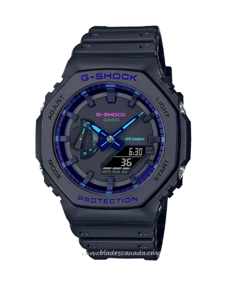 G-Shock GA2100VB-1A Virtual World Watch, Black/Blue Violet