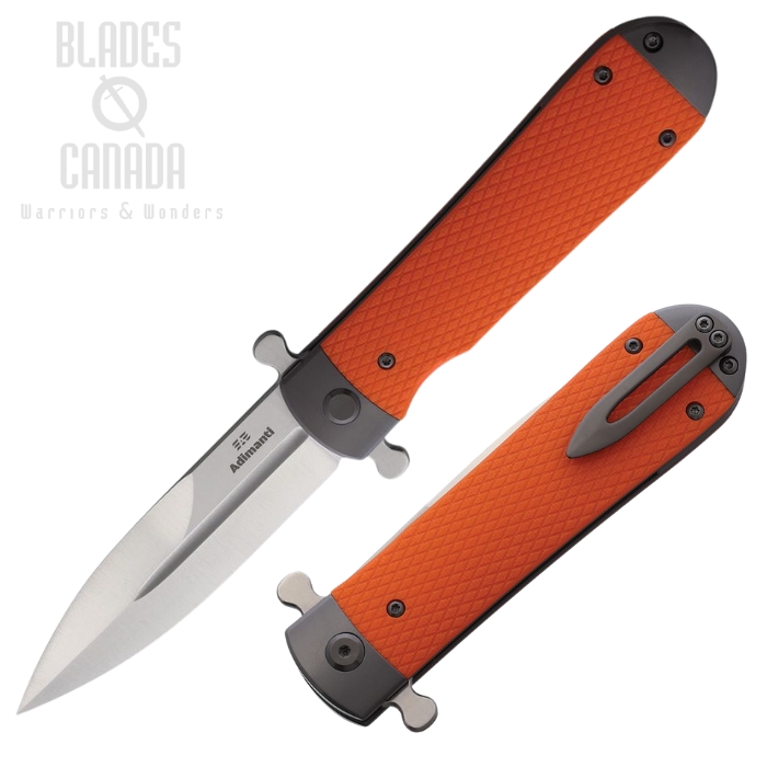 Ganzo Samson Flipper Folding Knife, D2 Satin, Textured G10 Orange, GASAMSONOR