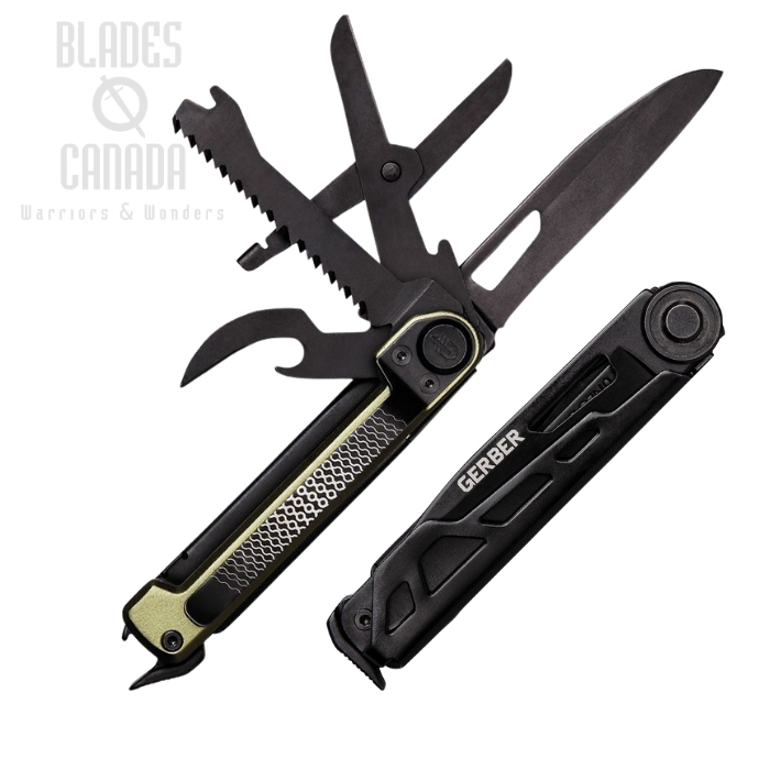 Gerber Armbar Scout Folding Knife Multitool, Stainless Black, Aluminum Green, G1064403