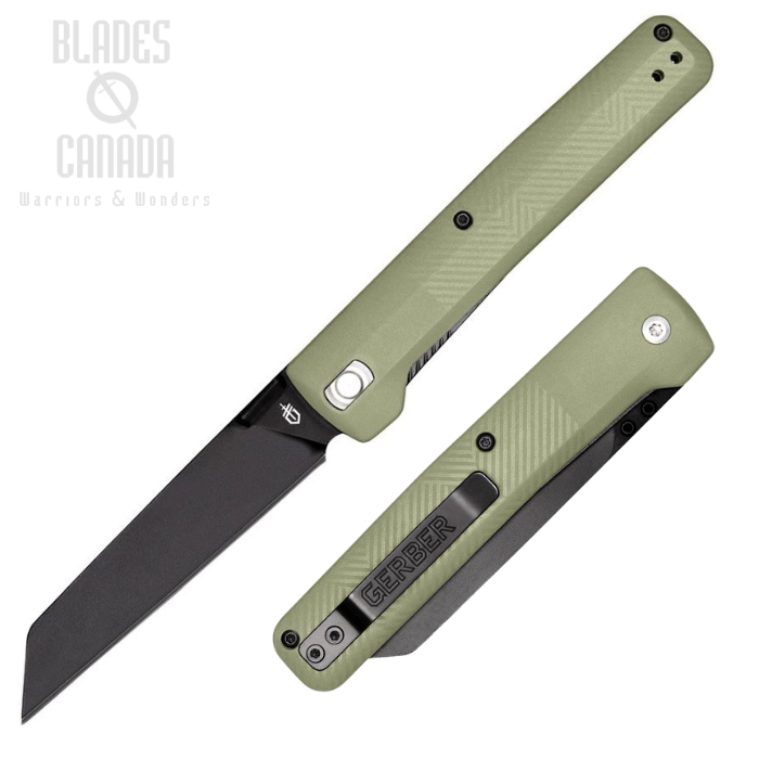 Gerber Pledge Folding Knife, Black Blade, Nylon Green Textured, G1067524