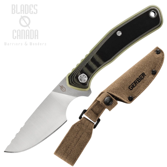 Gerber Downwind Caper Fixed Blade Knife, Stainless, G10 Black/Green, G1821