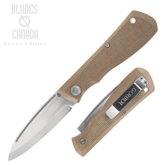 Gerber Mansfield Slipjoint Folding Knife, Stainless Satin, Micarta Natural, G1907