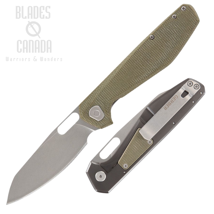 Gerber Slimsada Framelock Folding Knife, D2 Stonewash, Micarta Olive/Stainless, G1911