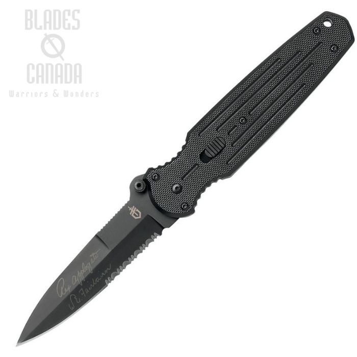 Gerber Covert FAST Folding Knife, Assisted Opening, Black Ti Serrated, G10 Black, G1966