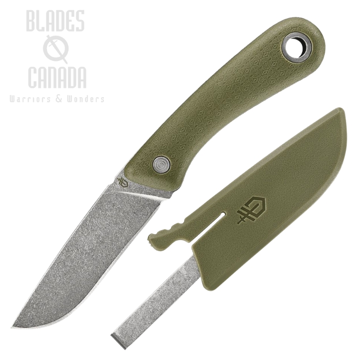 Gerber Spine Fixed Blade Knife, Stainless SW Blade, Green Handle, GFN Green Sheath, G3424