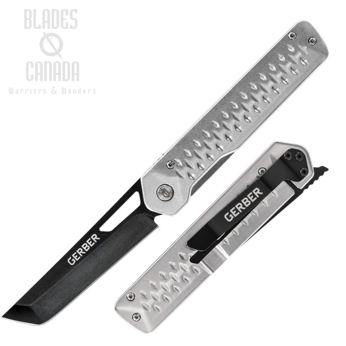 Gerber Ayako Framelock Folding Knife, Black Oxide Blade, Aluminum Silver, G3729