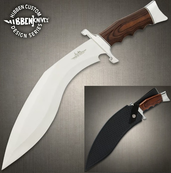 Gil Hibben Kukri Fighter Knife, Pakkawood, Leather Sheath, GH5095 (image for) Gil Hibben Kukri Fighter Knife, Pakkawood, Leather Sheath, GH5095