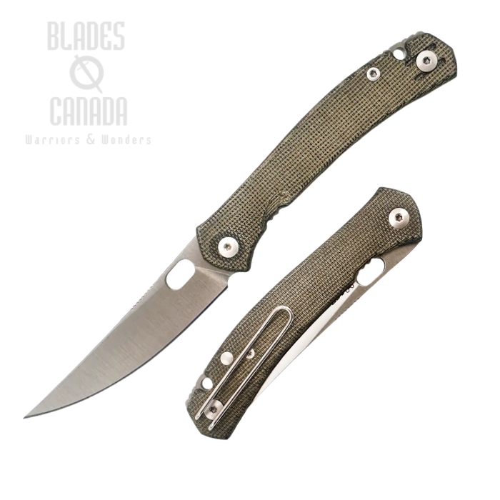 GiantMouse ACE Bleecker Folding Knife, Elmax Satin, Micarta Green, BLEECKER-GREEN-CANVAS-MICARTA (image for) GiantMouse ACE Bleecker Folding Knife, Elmax Satin, Micarta Green, BLEECKER-GREEN-CANVAS-MICARTA