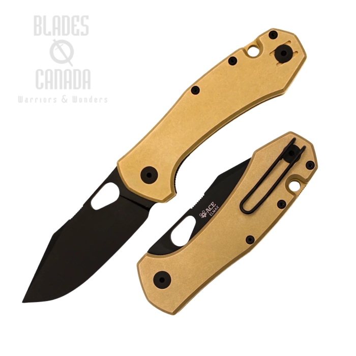 GiantMouse ACE Atelier Folding Knife, Elmax Black PVD, Brass Flat, ATELIER-FLAT-BRASS (image for) GiantMouse ACE Atelier Folding Knife, Elmax Black PVD, Brass Flat, ATELIER-FLAT-BRASS