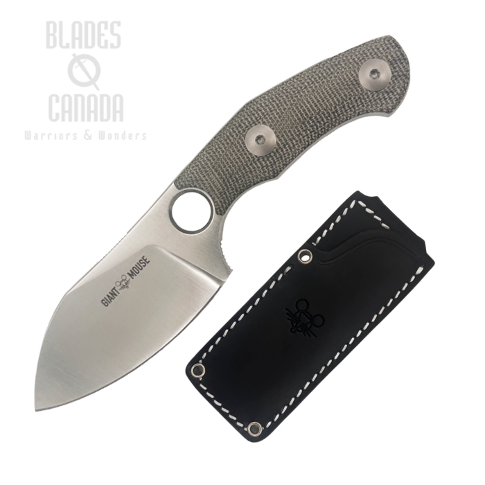 GiantMouse GMF1 Fixed Blade Knife, MagnaCut Satin, Micarta Green, Leather Sheath, GMF1-MG (image for) GiantMouse GMF1 Fixed Blade Knife, MagnaCut Satin, Micarta Green, Leather Sheath, GMF1-MG