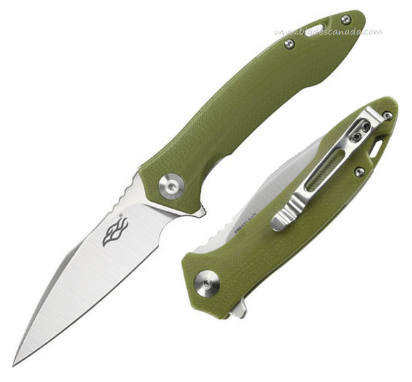 Ganzo Firebird Flipper Folding Knife, D2 Satin, G10 Green, FH51GR