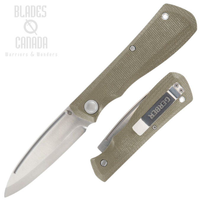 Gerber Mansfield Slipjoint Folding Knife, D2 Satin, Micarta Green, G4122