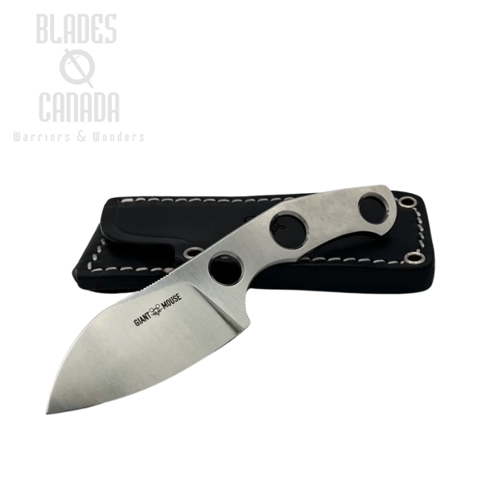 GiantMouse GMF1-S Fixed Blade Knife, N690, Leather Sheath Black, GMF1-S