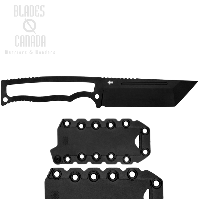 Halfbreed CFK-03 Compact Field Fixed Blade Knife, N690 Black, MOLLE Sheath