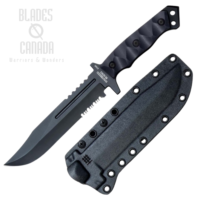 Halfbreed Large Infantry Gen-2 Fixed Blade Knife, K340 Black Partially Serrarted, G10 Black, LIK-01PS BLK G2 Halfbreed Large Infantry Gen-2 Fixed Blade Knife, K340 Black Partially Serrarted, G10 Black, LIK-01PS BLK G2