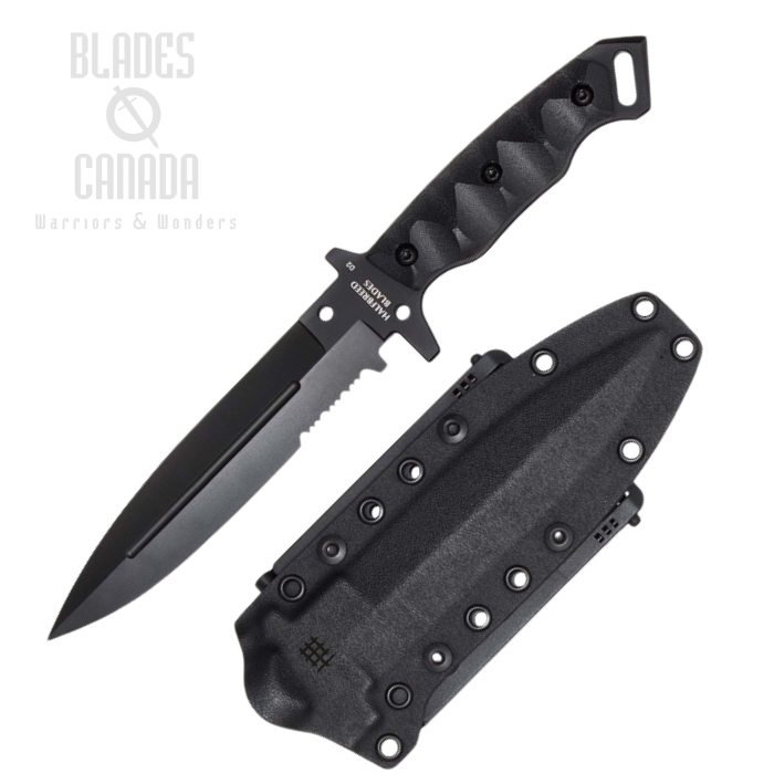 Halfbreed Medium Infantry Gen-2 Fixed Blade Knife, K110 Black Partially Serrarted, G10 Black, MIK-01PS-BLK Halfbreed Medium Infantry Gen-2 Fixed Blade Knife, K110 Black Partially Serrarted, G10 Black, MIK-01PS-BLK