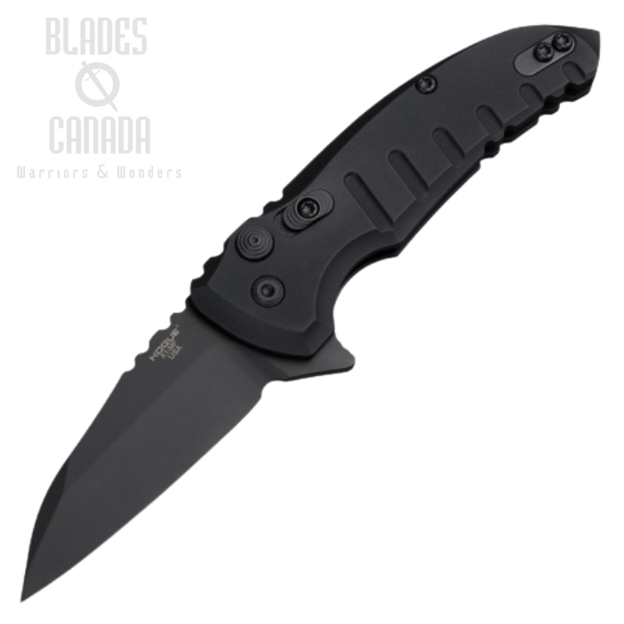 Hogue X1 Microflip Flipper Button Lock Knife, CPM 154 BlacK, Aluminum Black Matte, 24166