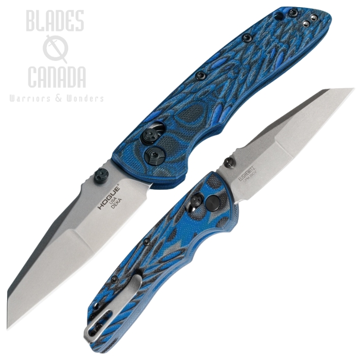 Hogue Deka ABLE Lock Folding Knife, CPM 20CV Stone Tumbled, G-Mascus G10 Blue, HO24263