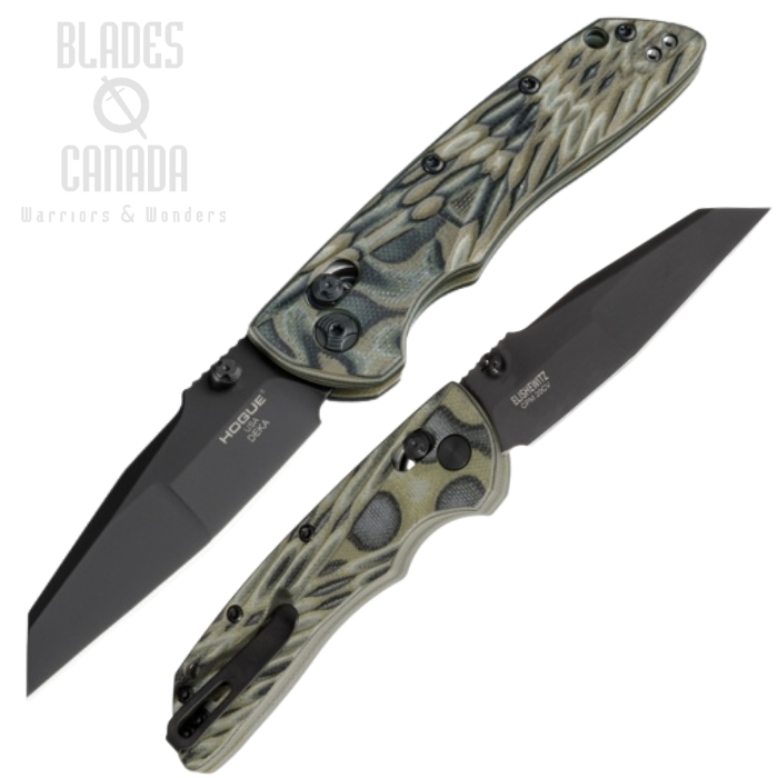 Hogue Deka ABLE Lock Folding Knife, CPM 20CV Black, G-Mascus Green Crosshatch, HO24268