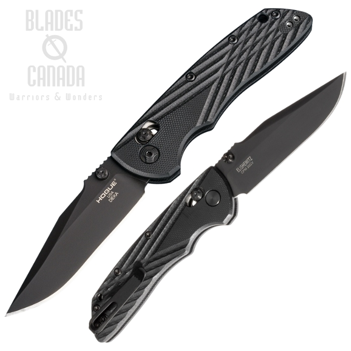 Hogue Deka ABLE Lock Folding Knife, CPM 20CV Black, G10 Black Crosshatch, HO24276