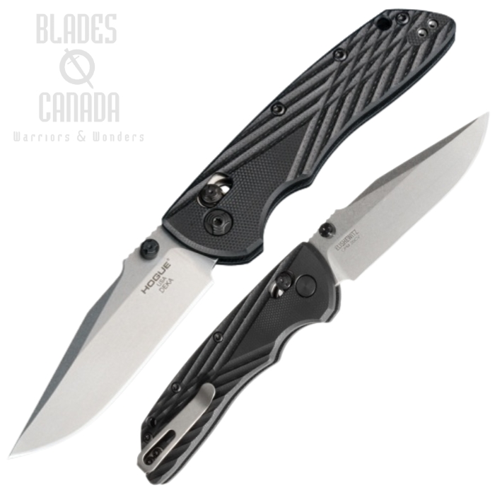 Hogue Deka ABLE Lock Folding Knife, CPM 20CV Stone Tumbled, G10 Black Crosshatch, HO24279