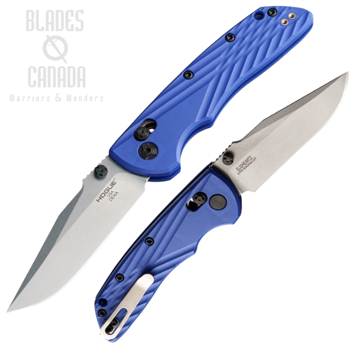 Hogue Deka ABLE Lock Folding Knife, CPM MagnaCut Stone Tumbled, Blue Polymer, HO24373