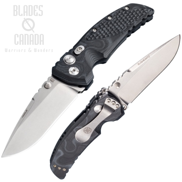 Houge EX-01 Button Lock Folding Knife, 154CM Stone Tumbled, G-Mascus G10 Black, HO34159