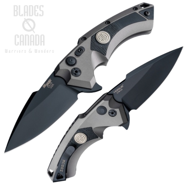 Hogue Sig X5 Flipper Button Lock Knife, CPM 154 Black, Aluminum Matte Black/G10 Checkered Black, 36572