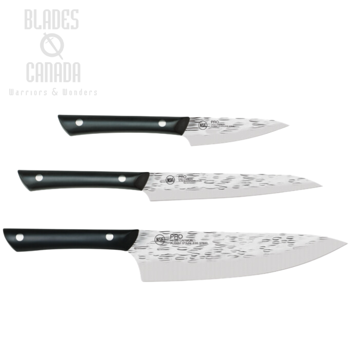 KAI Pro 3 Piece Kitchen Knife Set, AUS6M Steel, POM Black Handle, HTS0370
