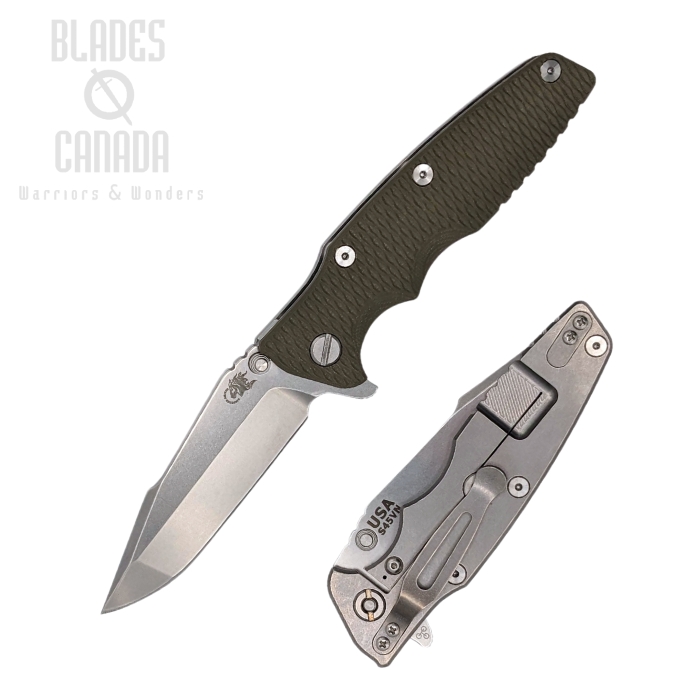 Hinderer Eklipse 3.5 S45VN Harpoon Spanto Tri-way Stonewash - OD Green G10